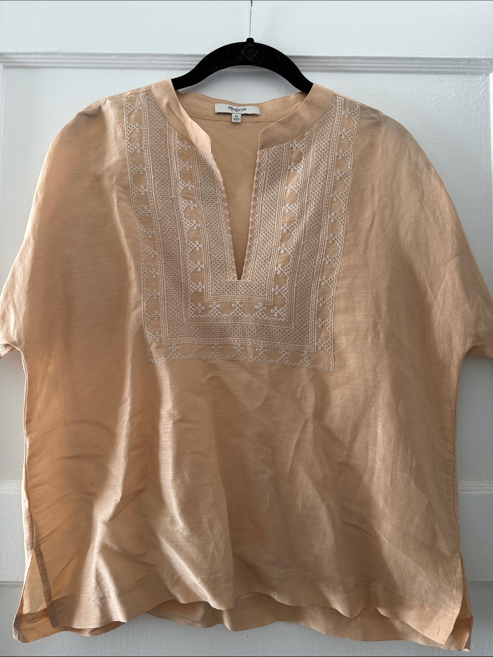 Madewell Embroidered Peach Top